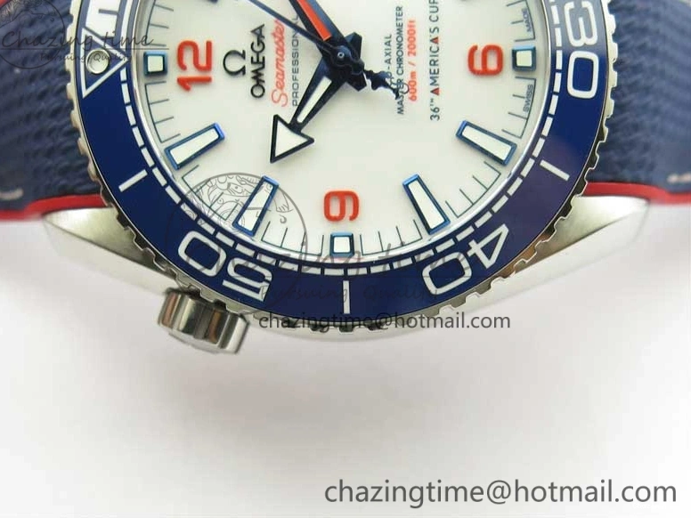 0117 Comfortable Planet Ocean 43.5mm America’s Cup VSF Best Edition White Dial On Blue Gummy Strap A 7900